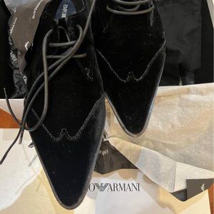 EMPORIO ARMANI  Velvet-tipped lace-ups